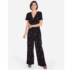 Express Cherries Print Twist Front Jumpsuit XXS